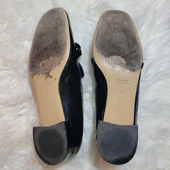 Diana Broussard Patent Leather Oil Slick Black Oversized Chain Loafer Fl… - Picture 7 of 7